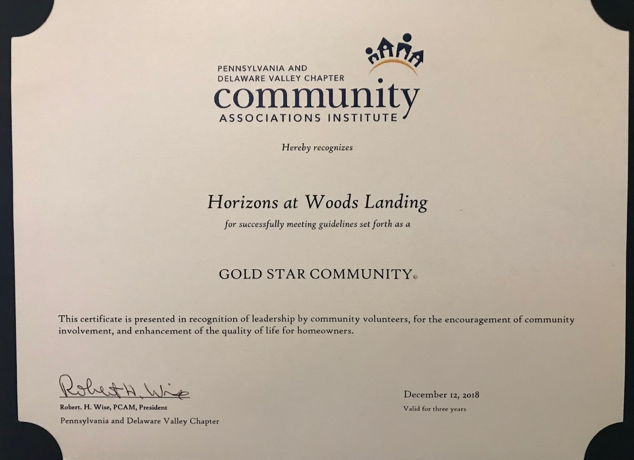 Woods Landing Renewal Gold Star Award